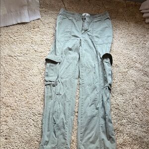 Abercrombie Light Sage Cargo Pants with Side Pockets- long inseam